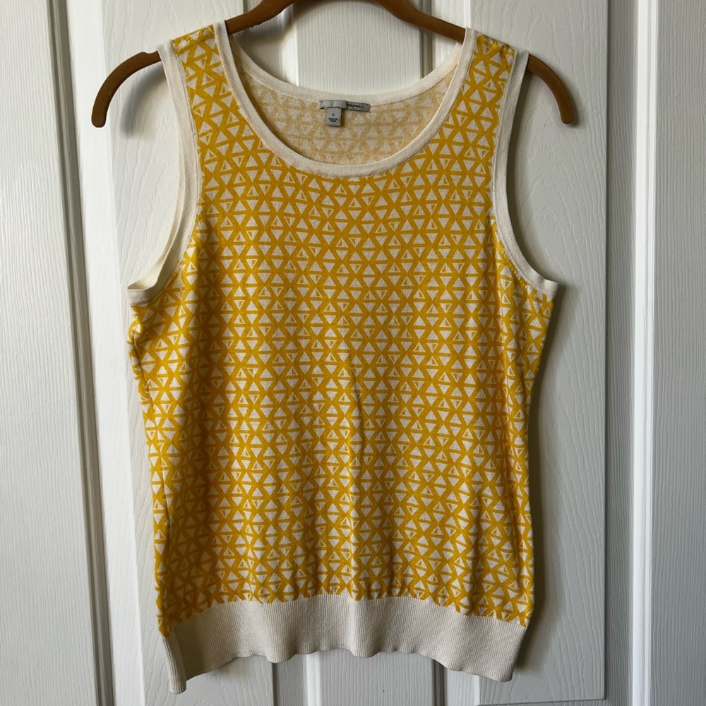 Halogen Yellow Ribbed Sleeveless Tank Top